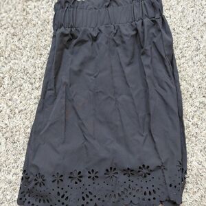 SHEIN Black High Waist Shorts with Floral Hem